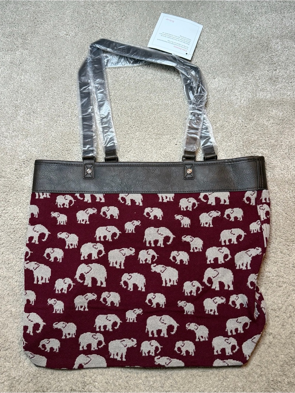 Thirty One Safari Weave Reversible Tote Bag - Burgundy